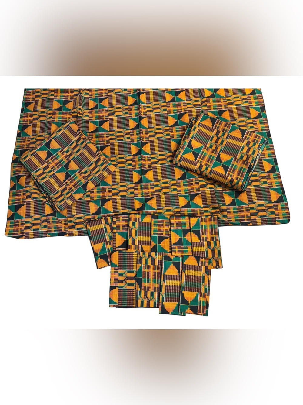NWOT VTG KENTE AFRICAN PRINT COTTON 3 TABLECLOTHS 53"X53" & 32 NAPKINS 17"X17" - Picture 3 of 5
